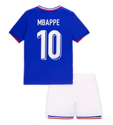 Francia Kylian Mbappe #10 Primera Equipación Niños Eurocopa 2024 Manga Corta (+ Pantalones cortos)